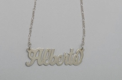 Silver single plate name necklace/personalized